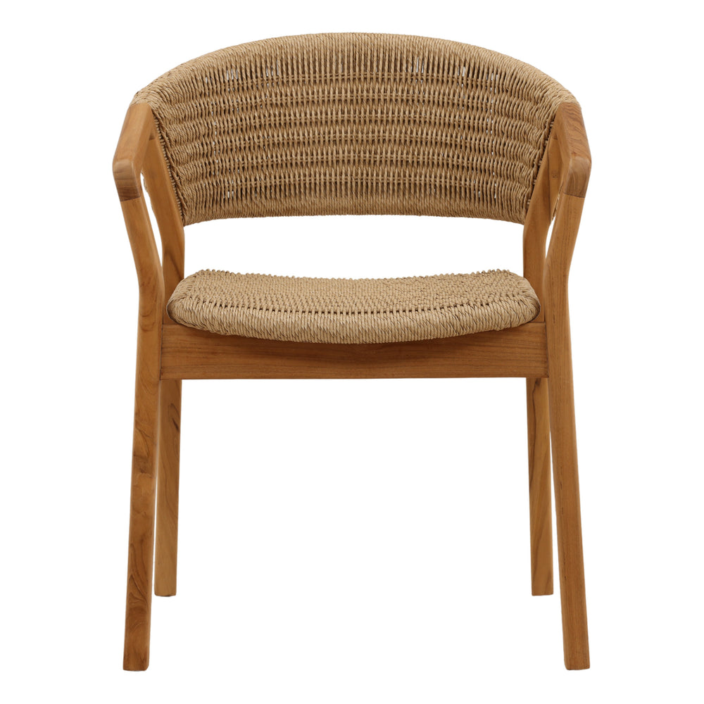 Wicker and Teak Outdoor Dining Chair