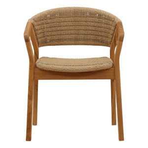 Wicker and Teak Outdoor Dining Chair
