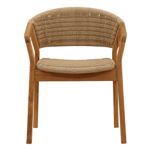 Wicker and Teak Outdoor Dining Chair
