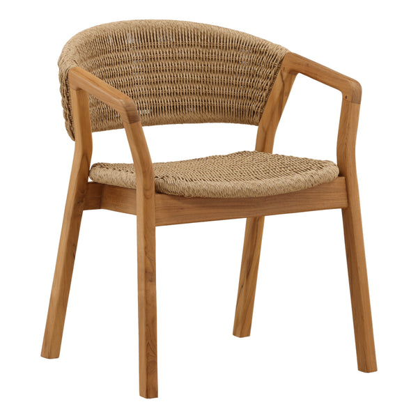 Wicker and Teak Outdoor Dining Chair