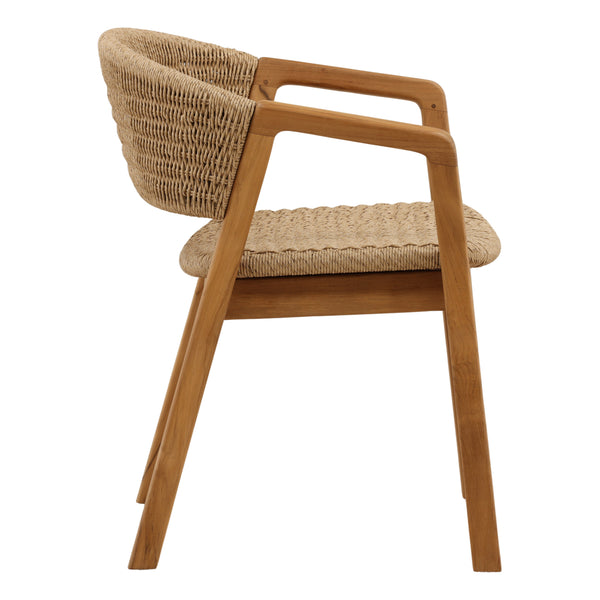 Wicker and Teak Outdoor Dining Chair