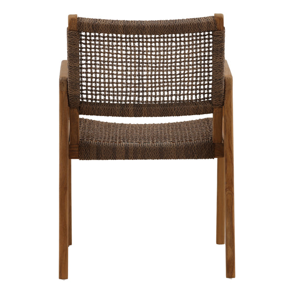 Pair of Wicker and Teak Outdoor Dining Chairs