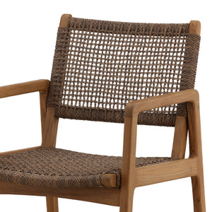 Pair of Wicker and Teak Outdoor Dining Chairs
