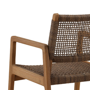 Pair of Wicker and Teak Outdoor Dining Chairs