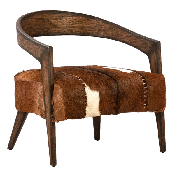 Goat Hide and Mindi Wood Occasional Chair