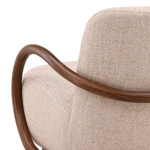 Tweed Fabric and Mindi Wood Lounge Chair