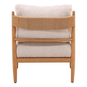 Chenille Fabric and Mindi Wood Occasional Chair