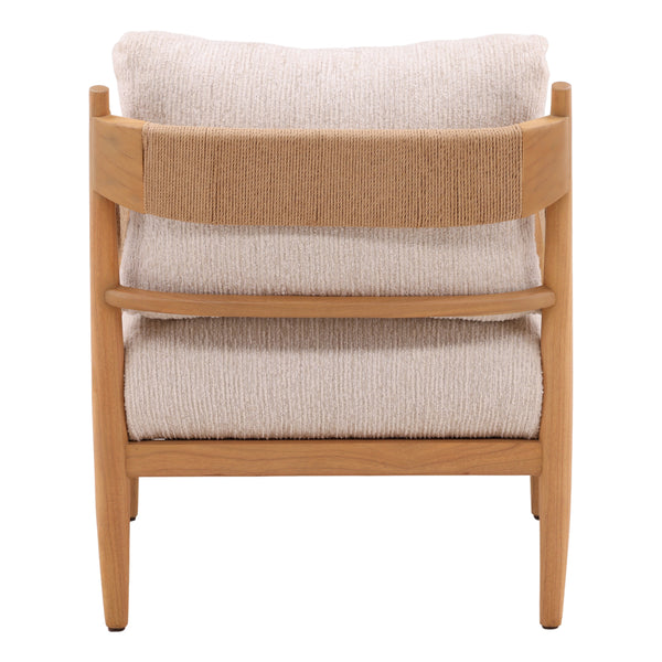 Chenille Fabric and Mindi Wood Occasional Chair