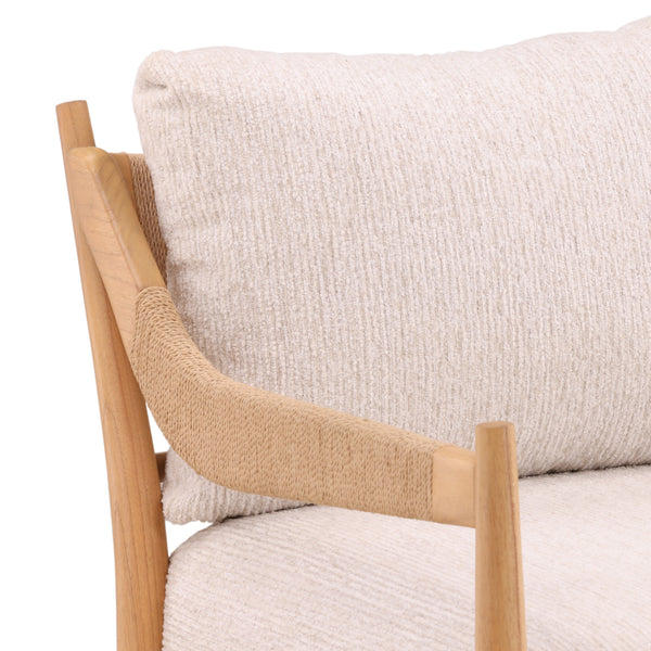 Chenille Fabric and Mindi Wood Occasional Chair