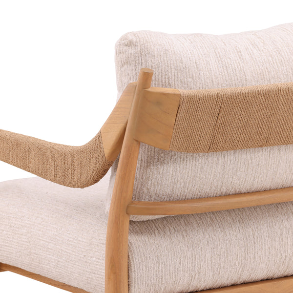 Chenille Fabric and Mindi Wood Occasional Chair
