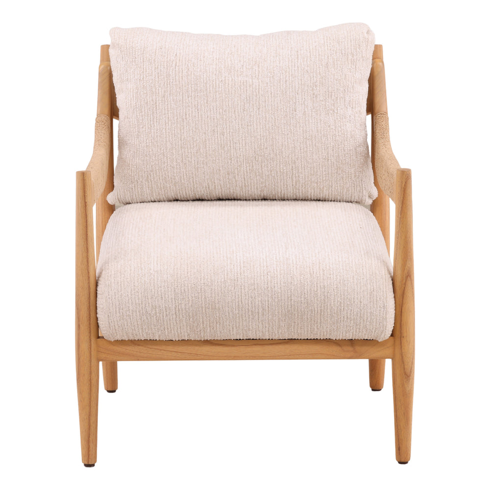 Chenille Fabric and Mindi Wood Occasional Chair