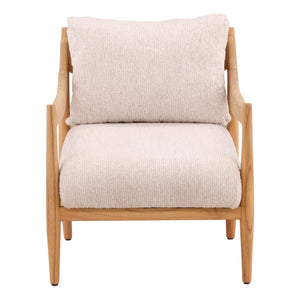 Chenille Fabric and Mindi Wood Occasional Chair