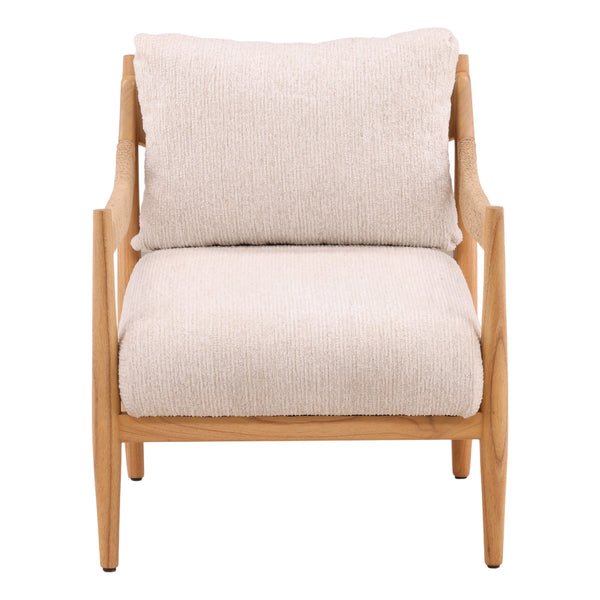 Chenille Fabric and Mindi Wood Occasional Chair