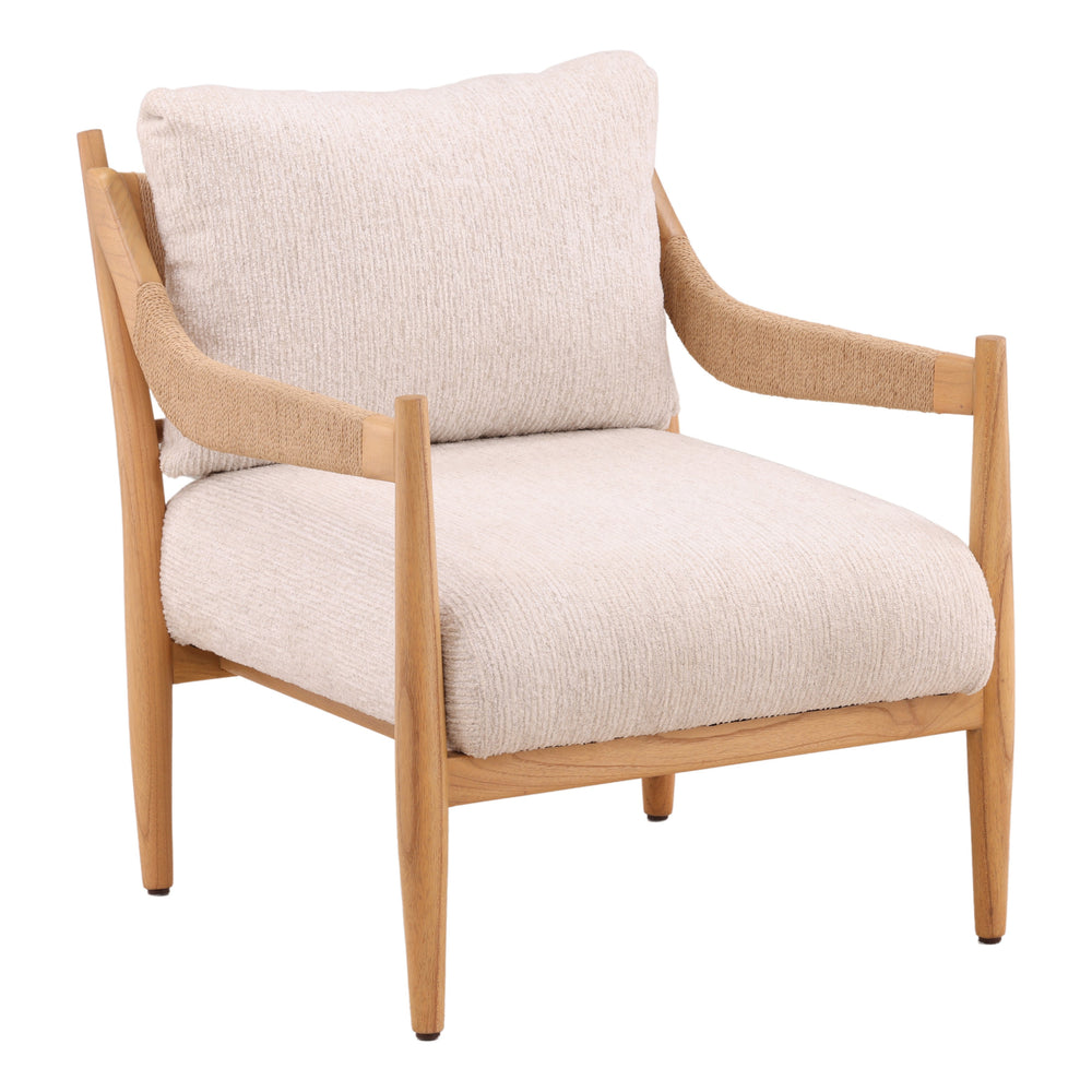 Chenille Fabric and Mindi Wood Occasional Chair