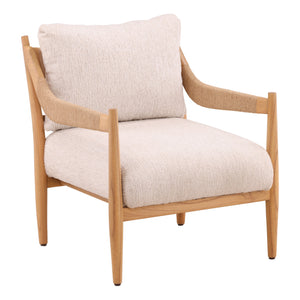 Chenille Fabric and Mindi Wood Occasional Chair