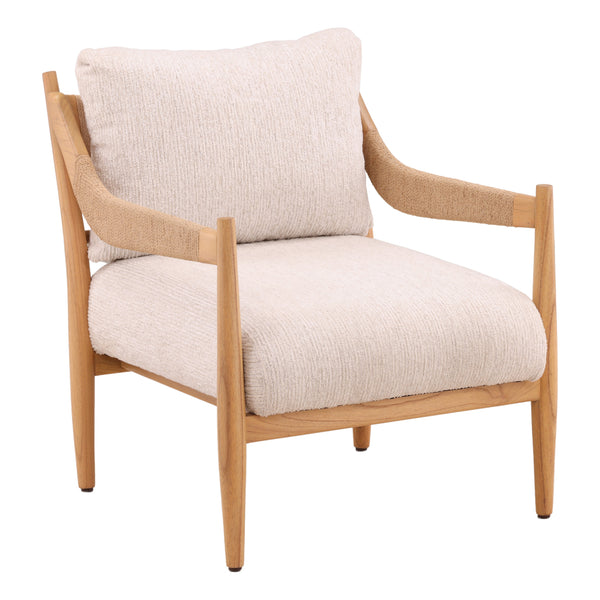 Chenille Fabric and Mindi Wood Occasional Chair