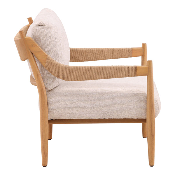 Chenille Fabric and Mindi Wood Occasional Chair