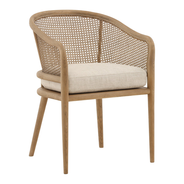 Linen Fabric and Rattan Dining Chair