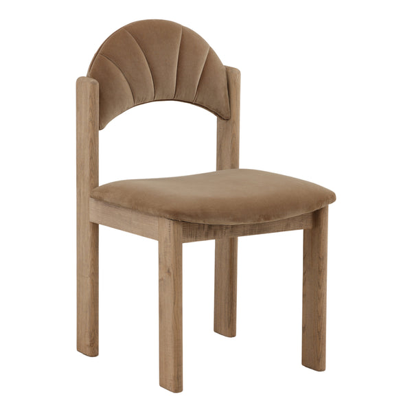 Velvet and Ash Wood Dining Chair