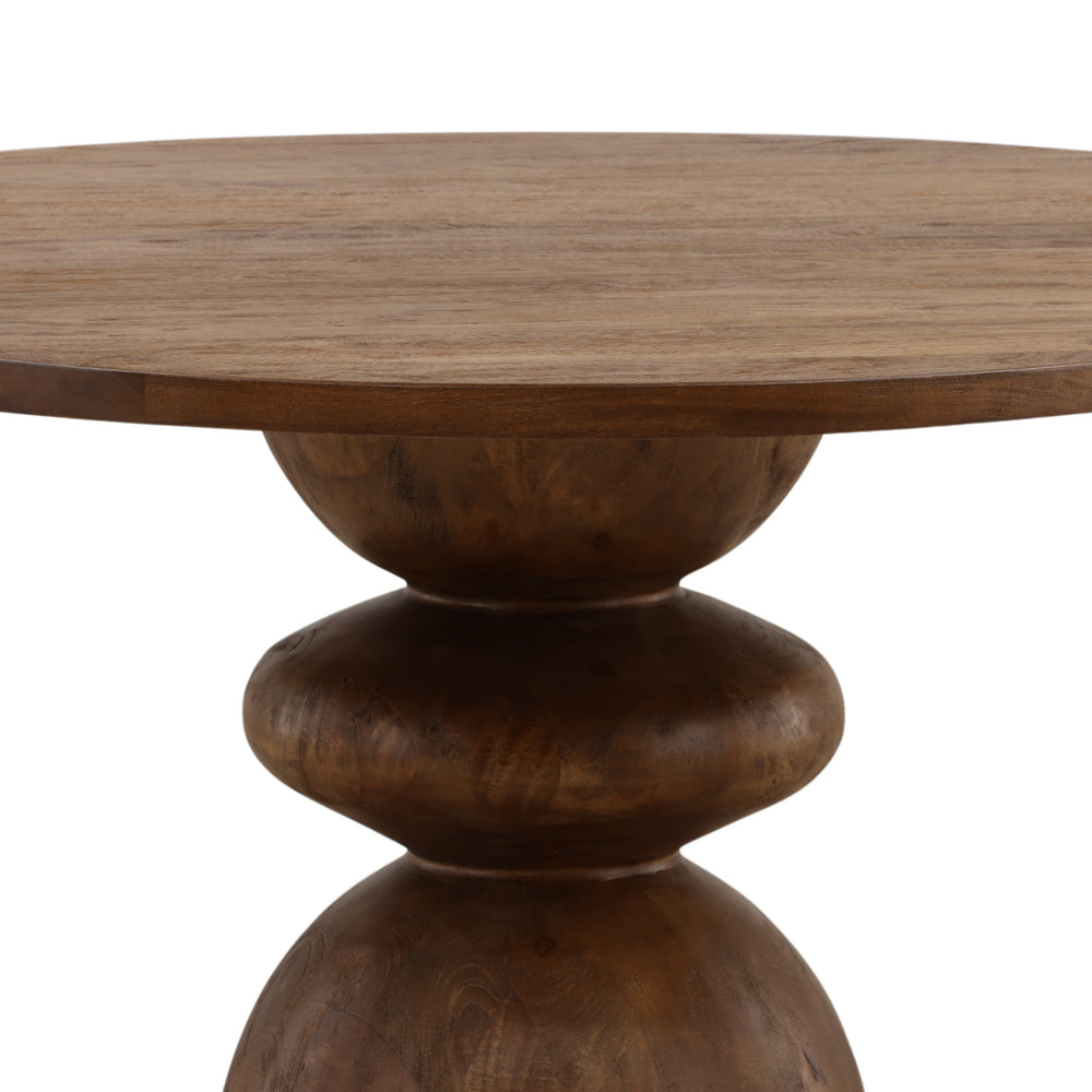Mango Wood Dining Table with Sculptural Base - Brown