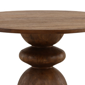 Mango Wood Dining Table with Sculptural Base - Brown