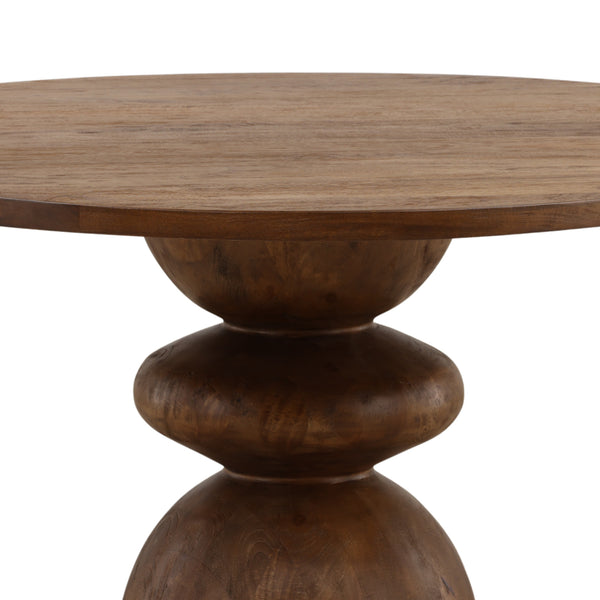 Mango Wood Dining Table with Sculptural Base - Brown