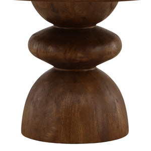 Mango Wood Dining Table with Sculptural Base - Brown