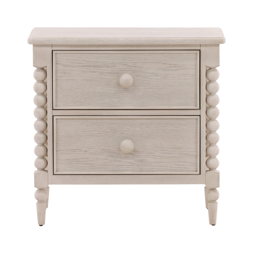 Traditional Oak Nightstand - Whitewash