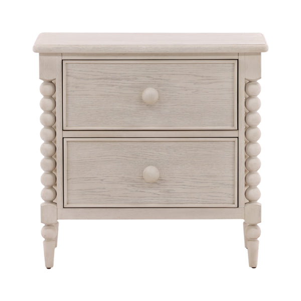 Traditional Oak Nightstand - Whitewash