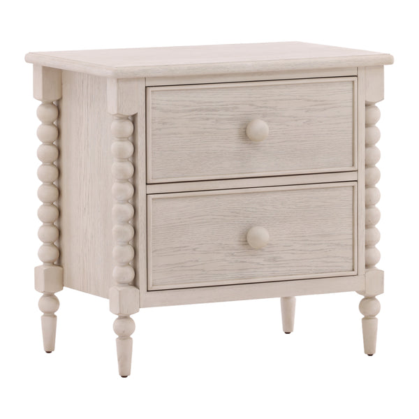 Traditional Oak Nightstand - Whitewash