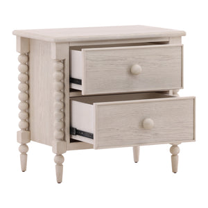 Traditional Oak Nightstand - Whitewash