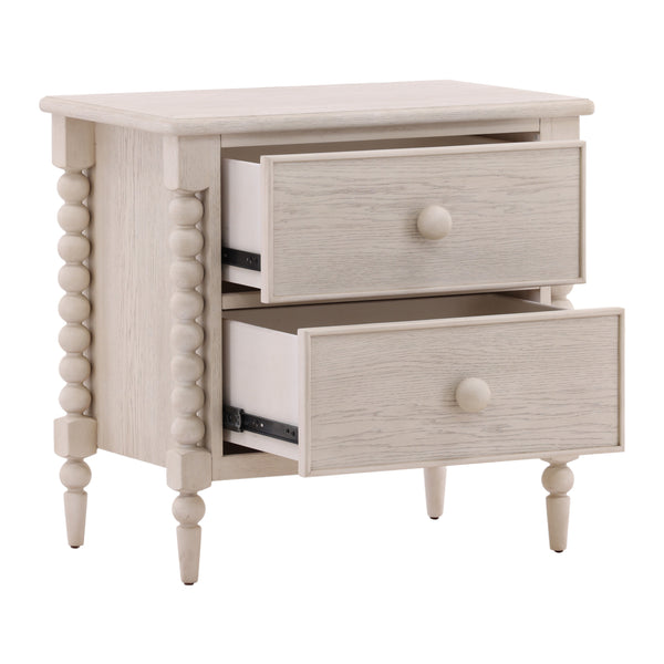 Traditional Oak Nightstand - Whitewash