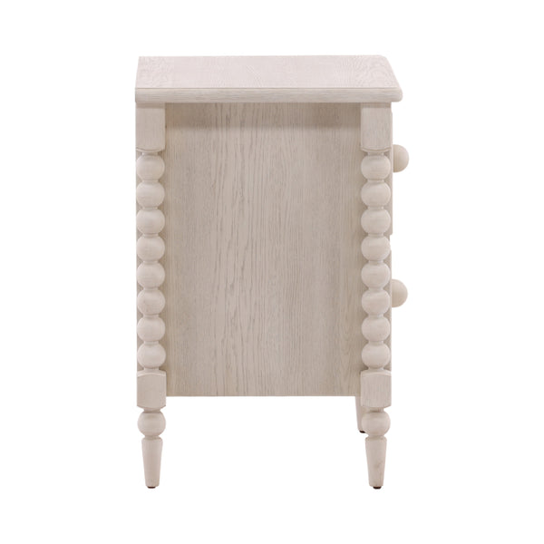 Traditional Oak Nightstand - Whitewash