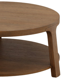 Round Oak Coffee Table - Brown