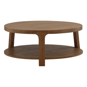 Round Oak Coffee Table - Brown
