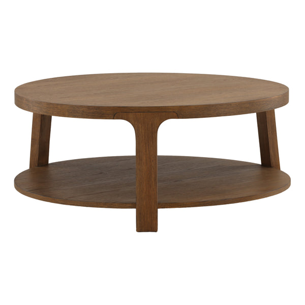 Round Oak Coffee Table - Brown