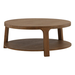 Round Oak Coffee Table - Brown
