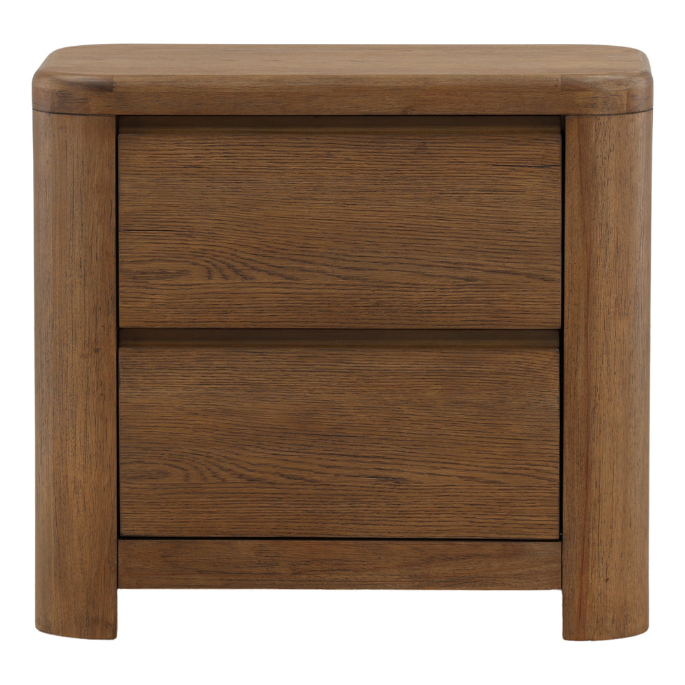 Modern Oak Nightstand - Brown