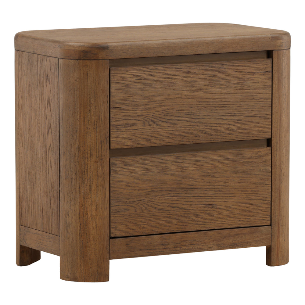 Modern Oak Nightstand - Brown