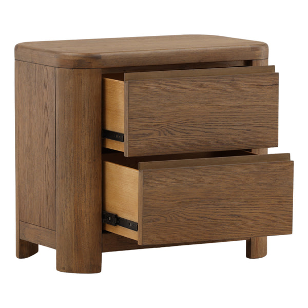 Modern Oak Nightstand - Brown
