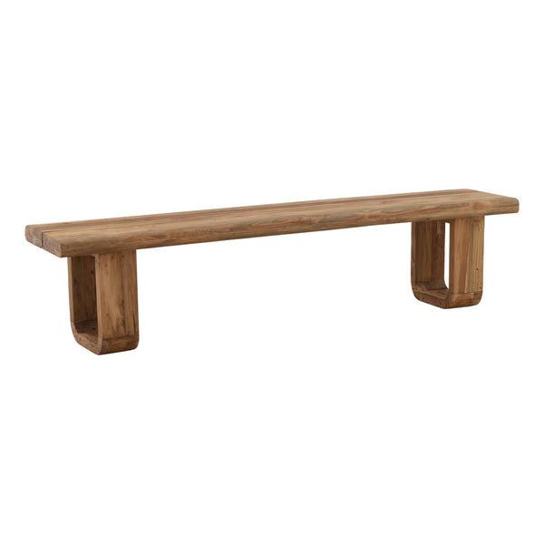 Reclaimed Teak Wood Outdoor Bench with U-Shaped Legs