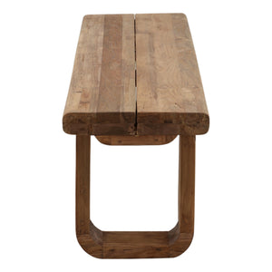 Reclaimed Teak Wood Outdoor Bench with U-Shaped Legs