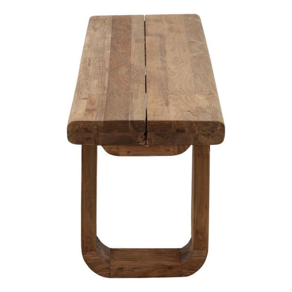 Reclaimed Teak Wood Outdoor Bench with U-Shaped Legs