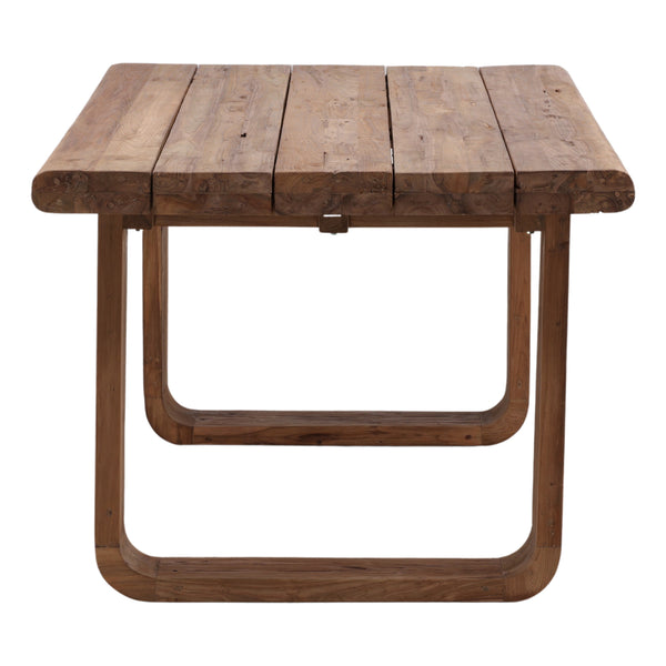 Reclaimed Teak Wood Outdoor Table with U-Shaped Legs