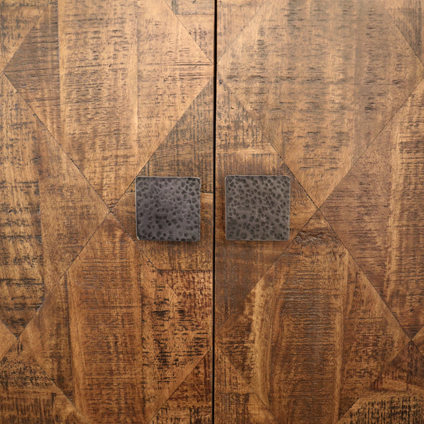 Mango Wood Sideboard with Hammered Handles
