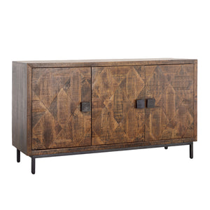 Mango Wood Sideboard with Hammered Handles