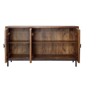Mango Wood Sideboard with Hammered Handles