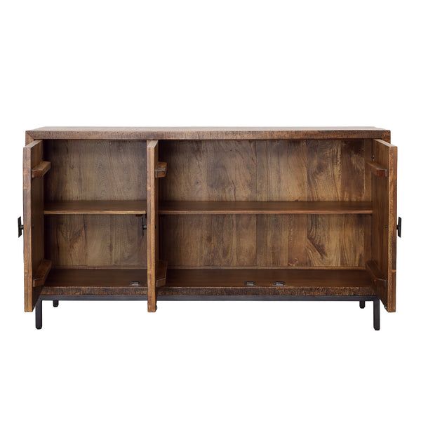Mango Wood Sideboard with Hammered Handles