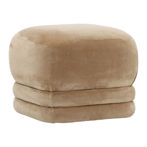 Velvet Upholstered Ottoman - Camel