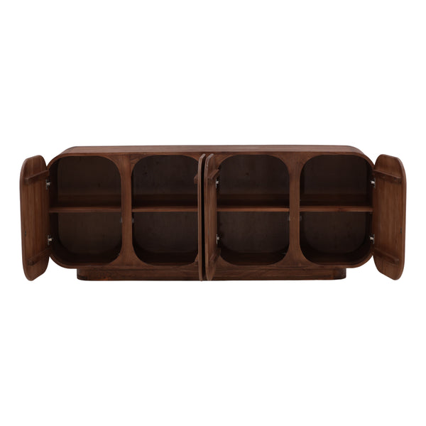 Mindi Wood Rounded Sideboard - Medium Brown